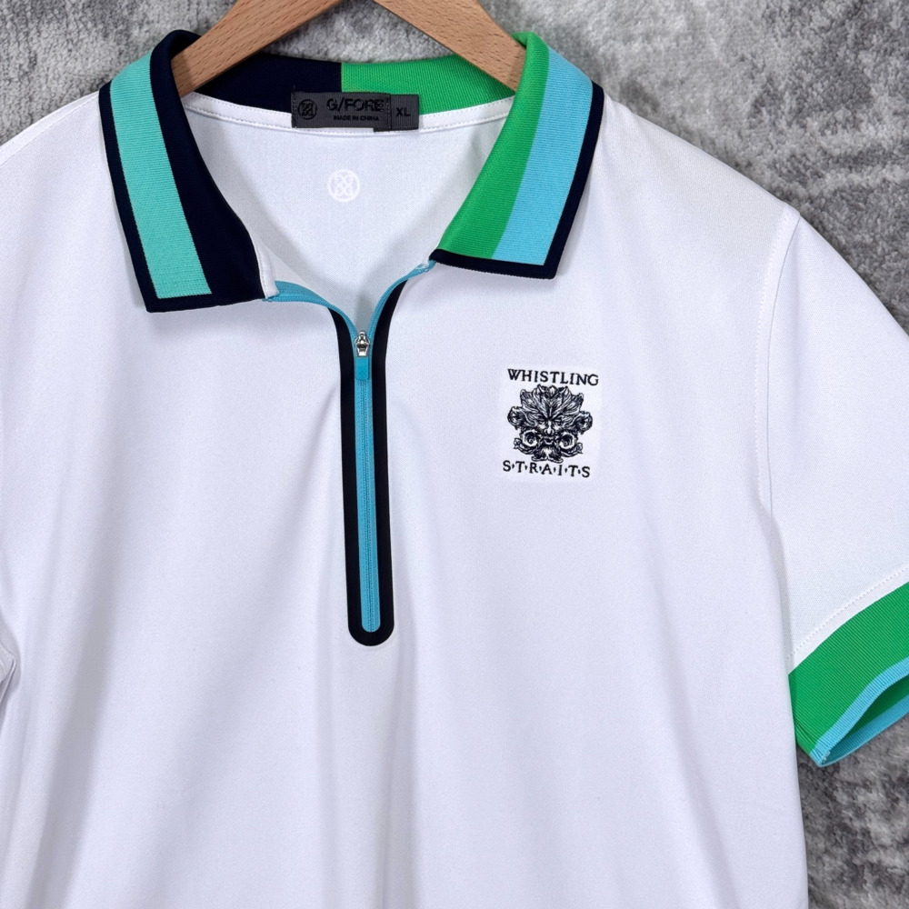 G/FORE Whistling Straits Golf Polo XL Womens White Performance Zip Collar